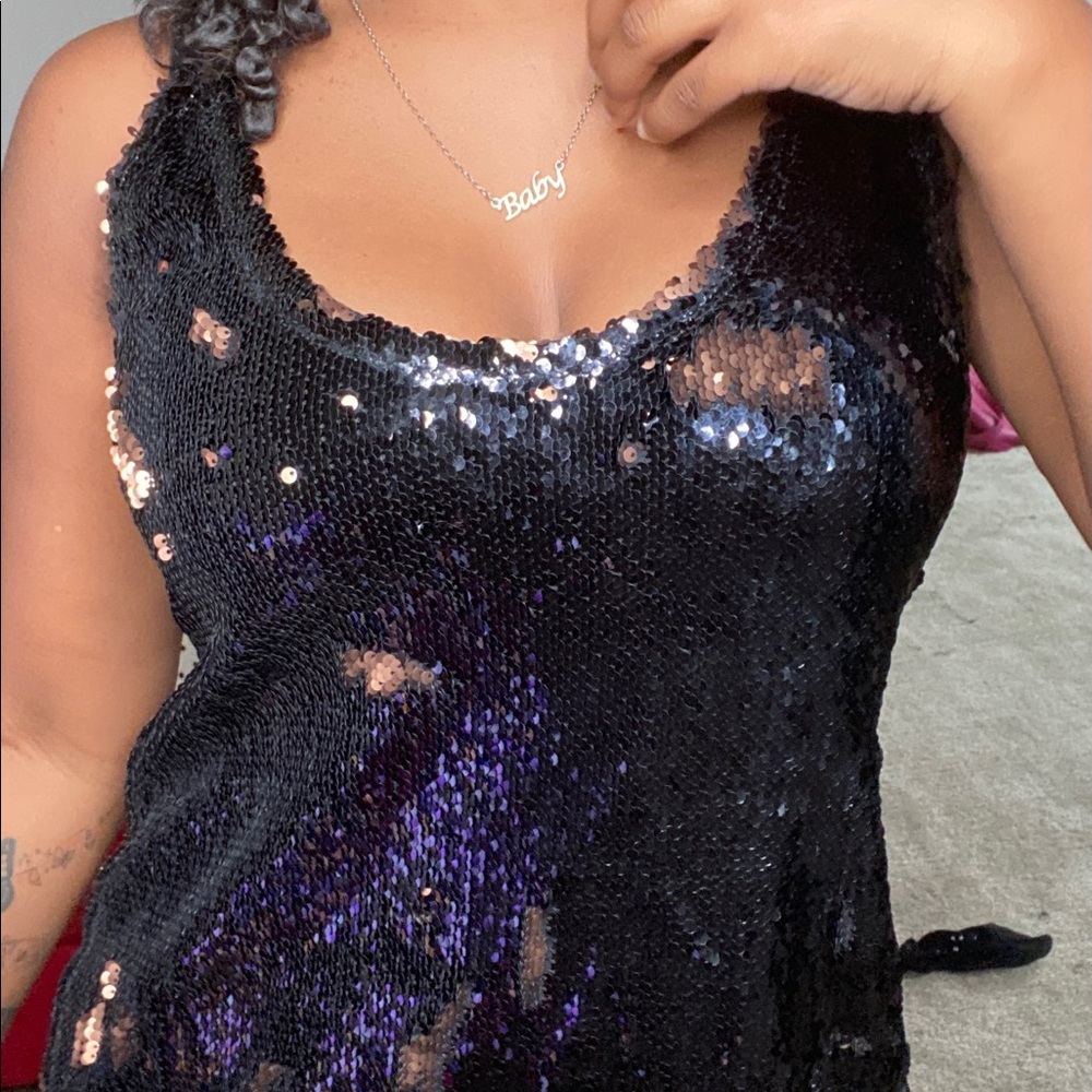 FREE PEOPLE BLACK SEQUIN MINI DRESS